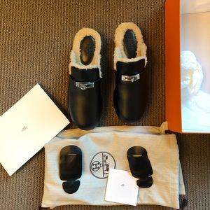 Hermes Carlotta fur mules
